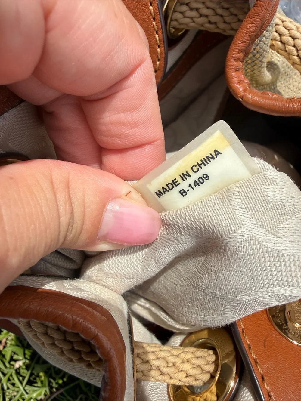 Michael Kors Marina Canvas Drawstring Bucket Bag, Brown Leather - Picture 7 of 9